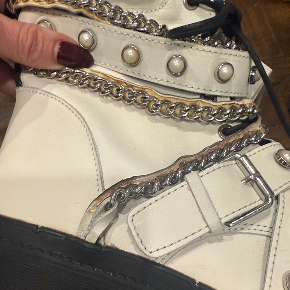 Zara White Studded Combat Boots / 41 - Picture 3 of 5
